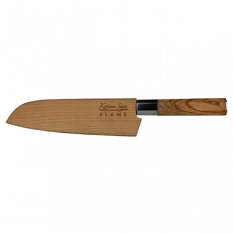 Flame Santoku Knife, 18cm, Olive Wood-1