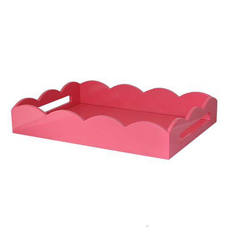 Lacquered Scallop Tray 43 x 33cm, Pink-0