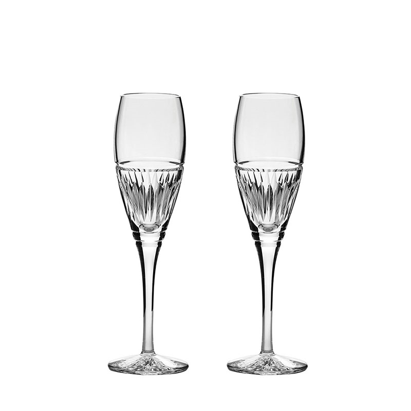 Art Deco Set of 2 Champagne Flutes, 170ml, Clear-0