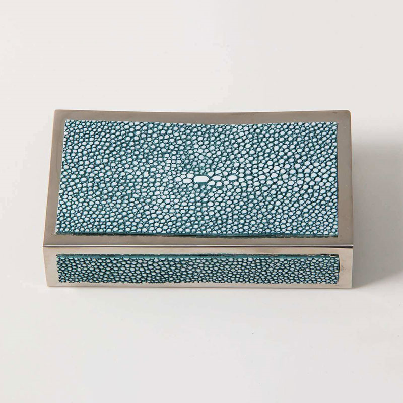 Large Match Box Holder, 13 x 7cm, Teal Shagreen-6