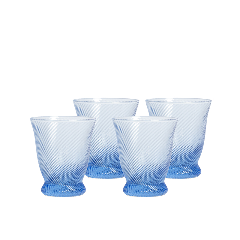 Spiral Set of 4 Tumbler Glasses, 175ml, Light Blue-0