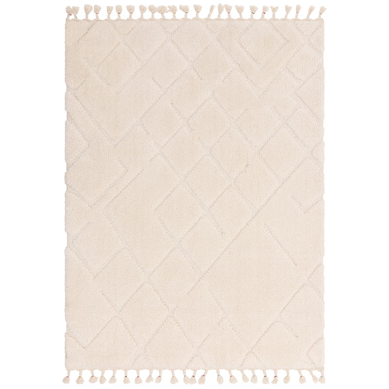 Arianna vanilla shaggy moroccan rug, 200 x 290cm, Cream-0