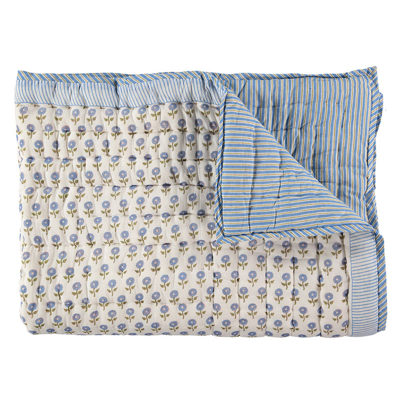 Daisy King/Super King  Size Quilt, Blue-1