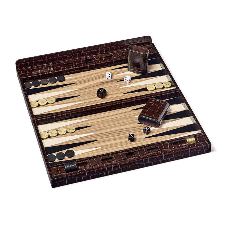 Large Backgammon Set, L45 x W30cm, Amazon Brown Croc-2