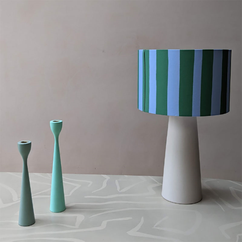 Stripe Drum Shade, 35cm, Blue & Green-2