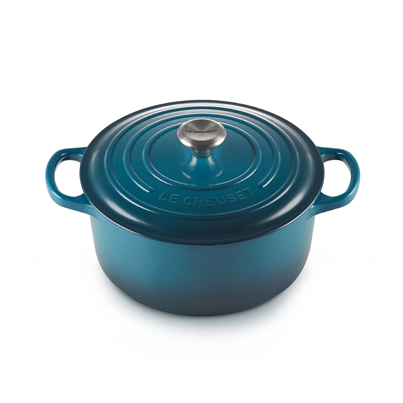 Signature Cast Iron Round casserole, Dia28cm - 6.7L, Deep Teal-0