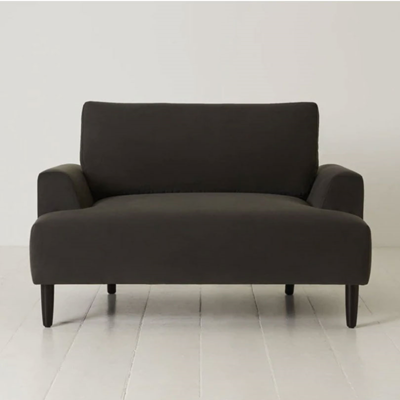 Model 05 Velvet Love Seat, Charcoal-1