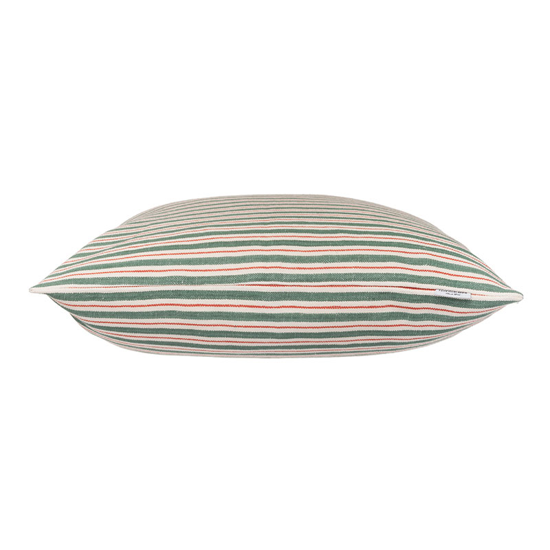 Garden Stripe Hand Made Cushion, 40 x 40 cm, Red / Green / White-2