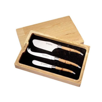 Laguiole 3-piece Cheese Set, Olive Wood Handles-0