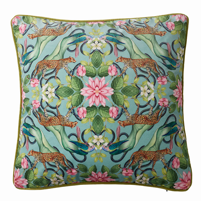 Menagerie Cushion, 43 x 43cm, Aqua-0