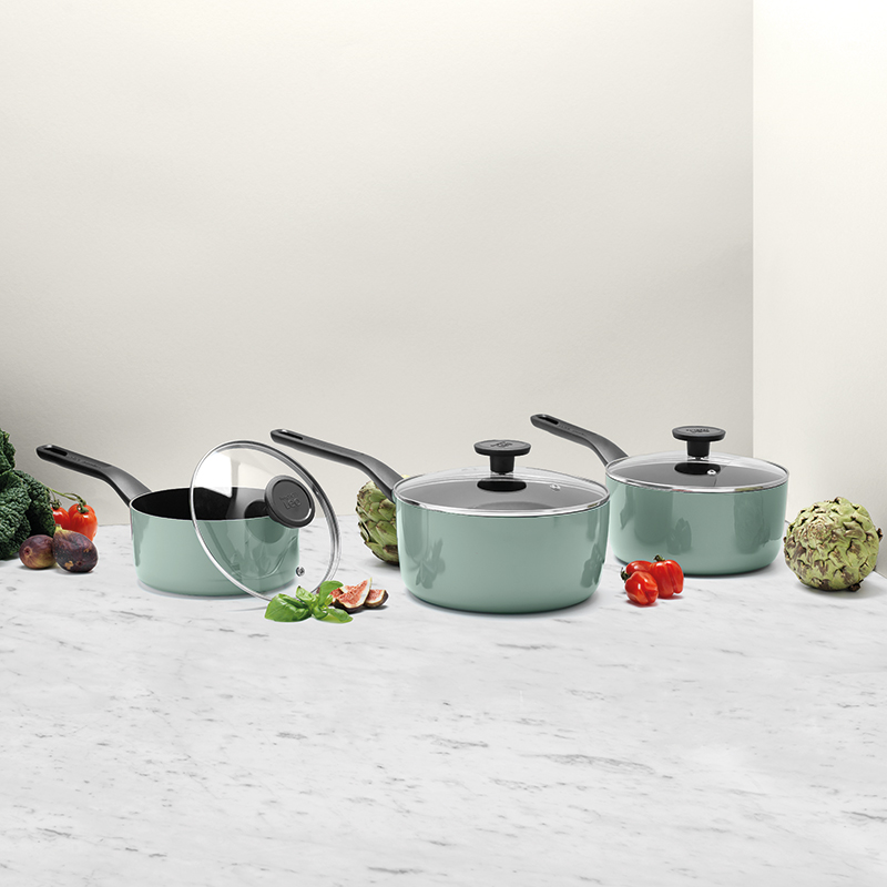 Leo 3 Piece Saucepan Set, Sage-2