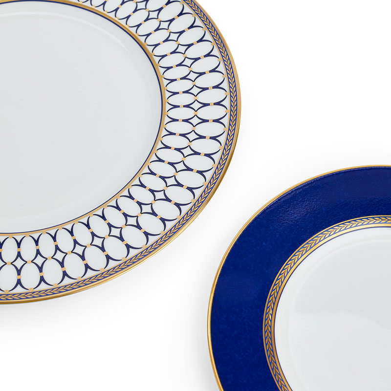 Renaissance Gold 4 piece dinnerware set, White-7