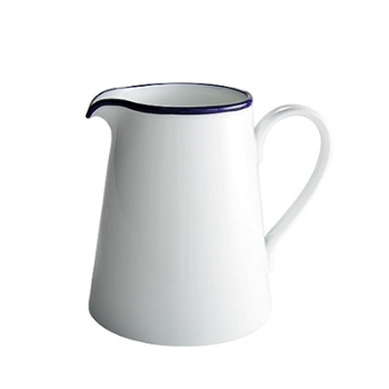 Kitchen Jug, Canteen, White/Blue Rim, 1Pint-0