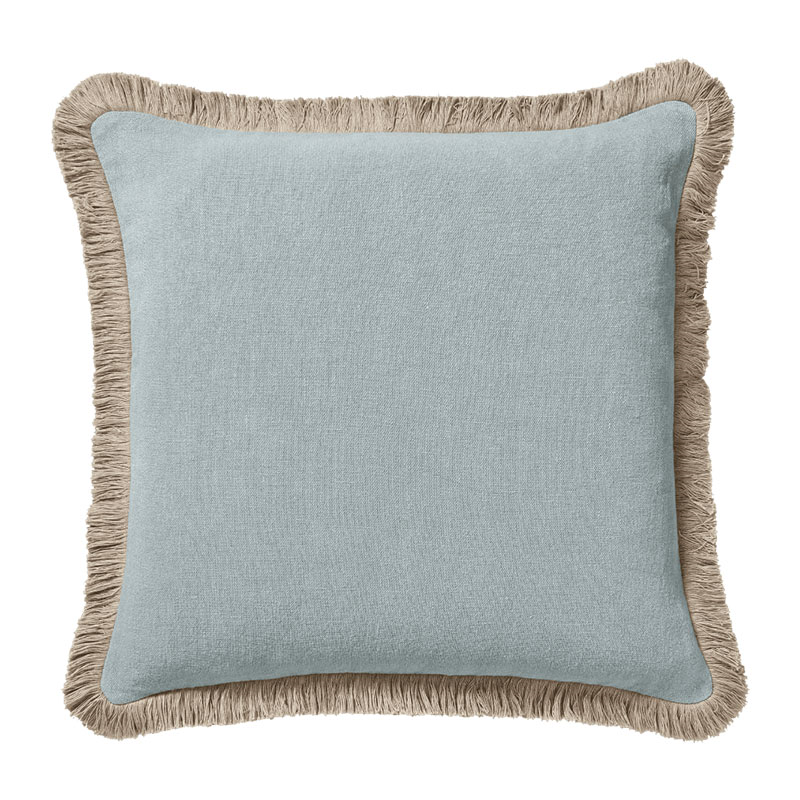 Cushion cover with fringing, L51 x W51cm, Eau De Nil Stonewashed Linen-0