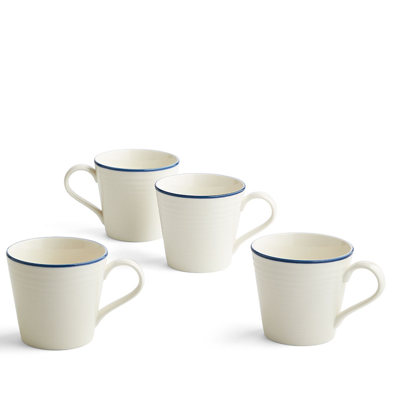 Gordon Ramsay Maze Denim Line Set of 4 Mugs, 400ml, White-0