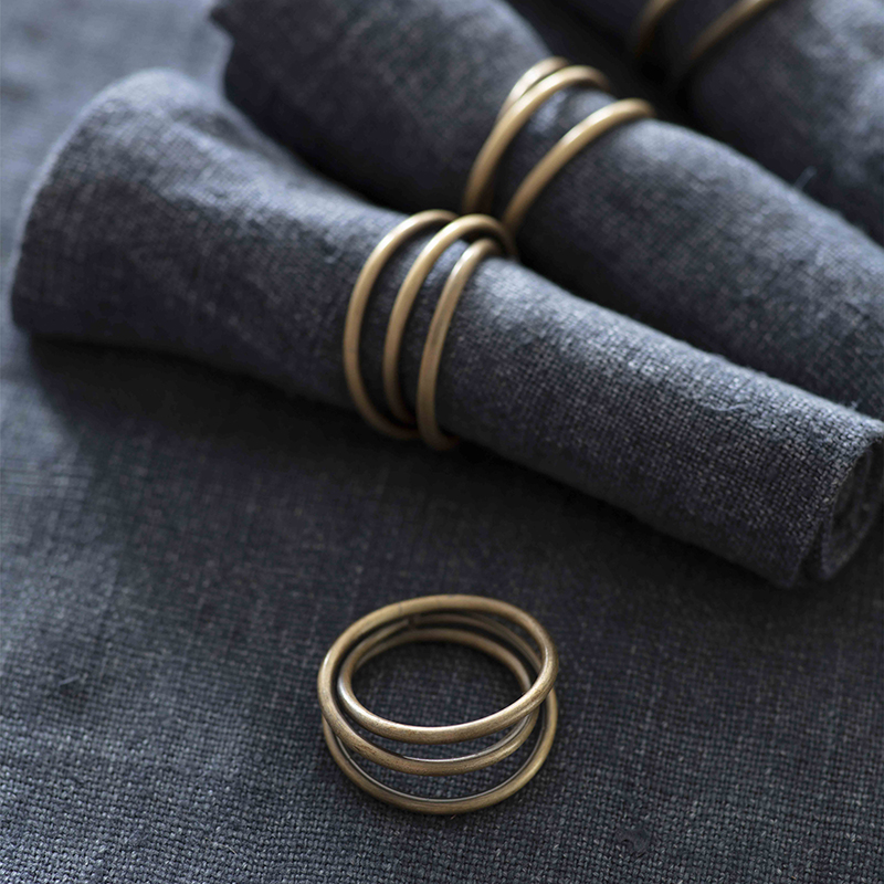 Napkin Rings, Brompton, Antique Brass, Set of 4-0