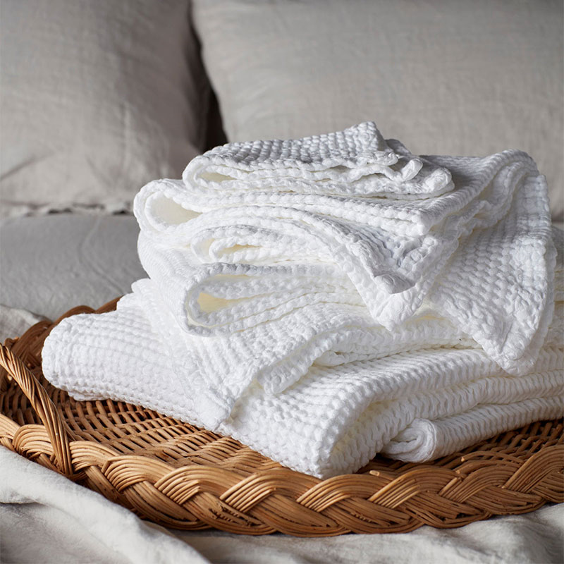 Cotton Waffle Towel, Hand Towel, White-0