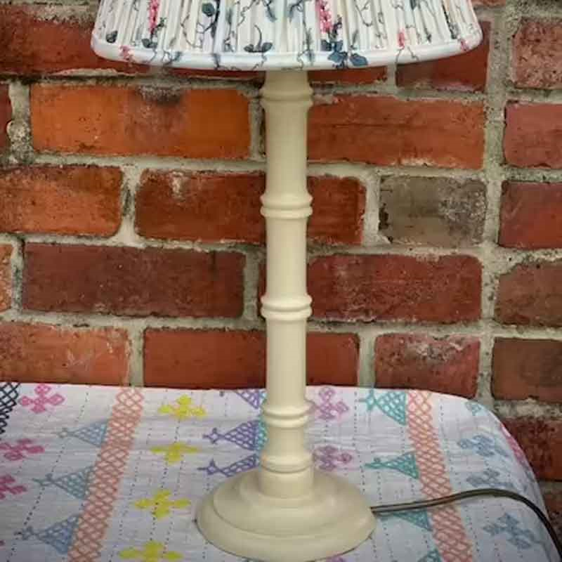 Tall Truncus Lacquered Hand Carved Lamp Base, Farrows Cream, 40cm-0