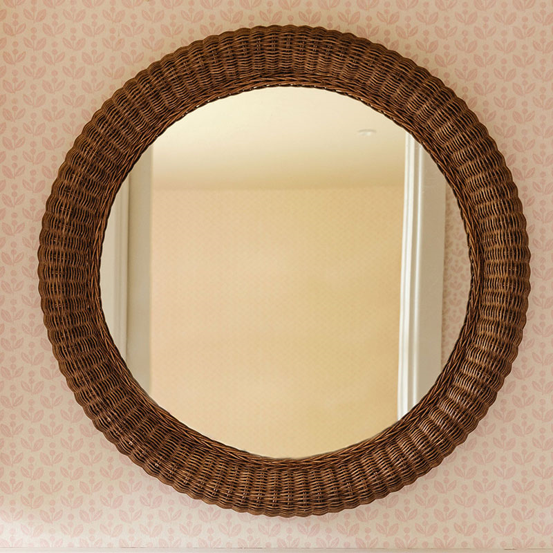 Polly Round Rattan Mirror, Teak-2