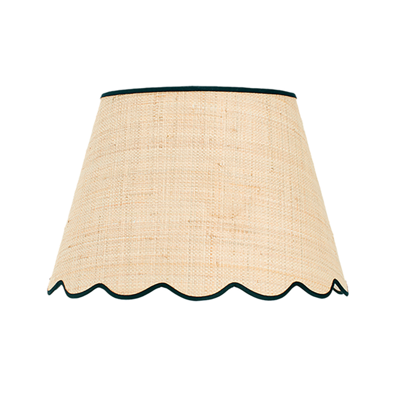 Raffia Scallop Medium Lampshade, Black Trim-1