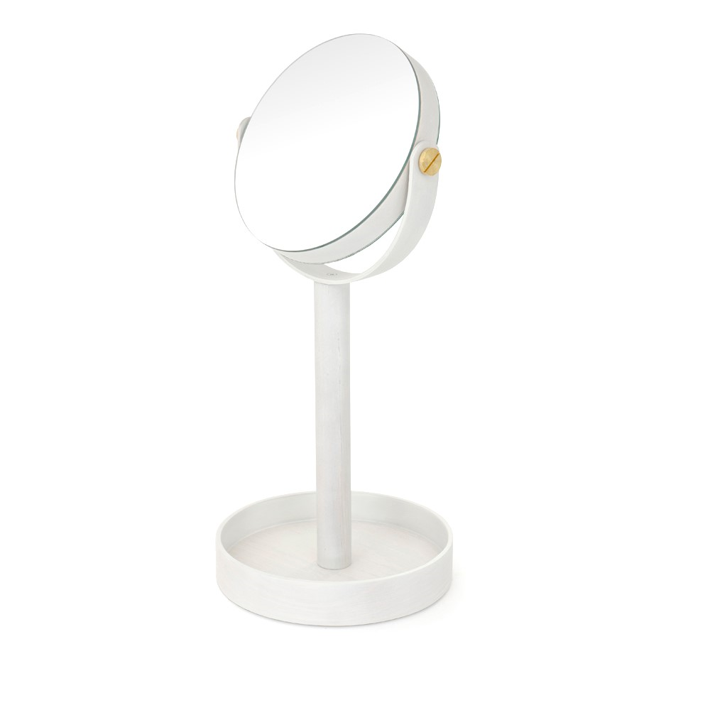 Close Up Magnifying mirror, H45 x Dia19.5cm, White/Oak-0