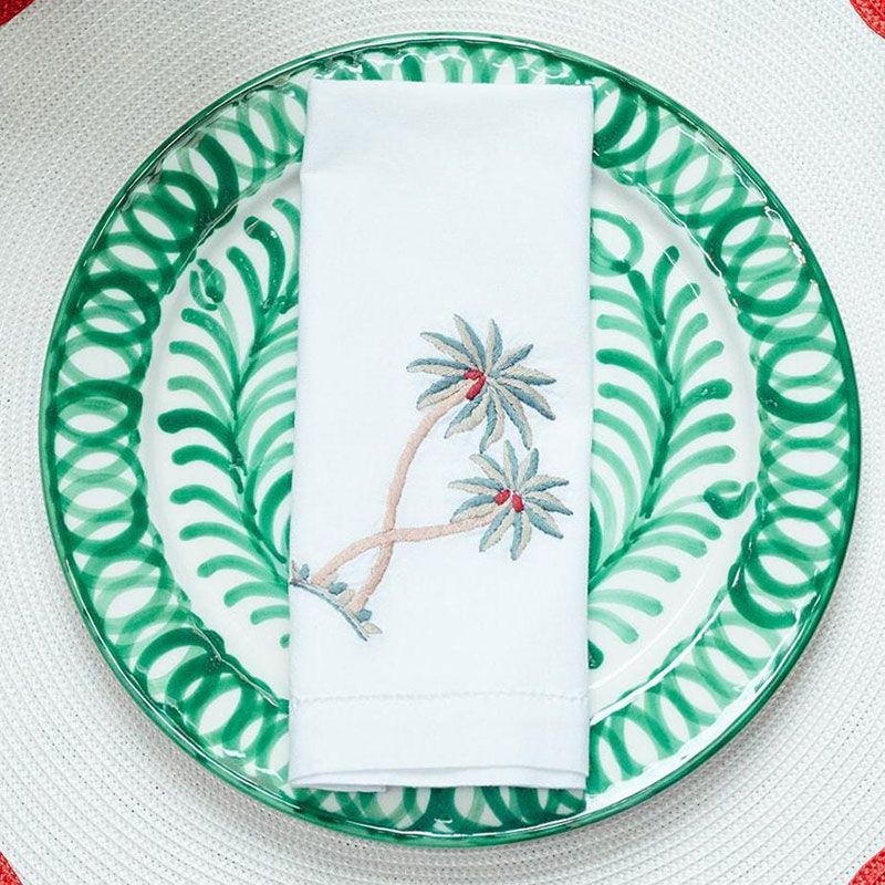 Palm Set of 4 Napkins, 45 x 45cm, White-7