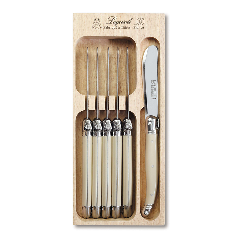 Set of 6 Butter Knives in Tray, Ivory-0