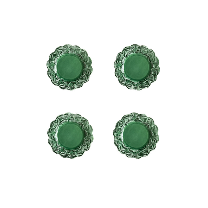 Laguna Shell Set of 4 Side Plates, H 3cm, W 22cm, D 22cm, Green-1