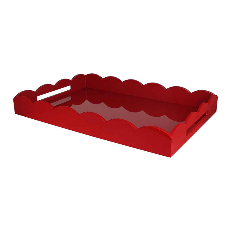 Lacquer Scalloped Ottoman Tray, 44 x 66cm, Dark Cherry-1