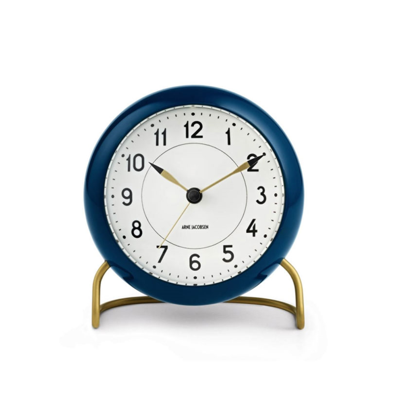 Station Table Clock, D11cm, Teal/White-1