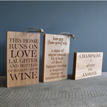 Engraved Quote Plaque, 'Champagne Is Always The Answer', 24 x 15 x 2cm-0