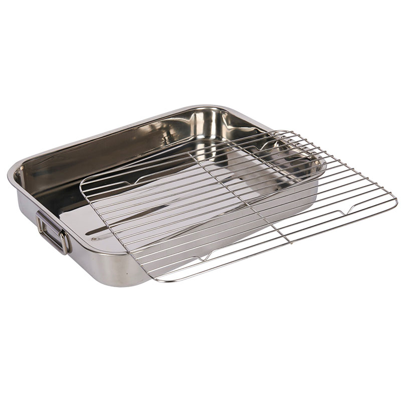 Large roaster and rack, 42 x 32cm, Stainless Steel-4