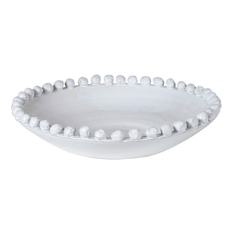 Bobble Edge Ceramic Bowl, D40cm, White-0