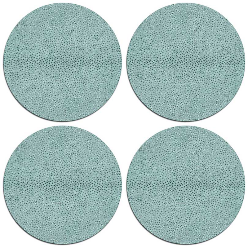 Shagreen Set of 4 Round Tablemats, D25.5cm, Green-2