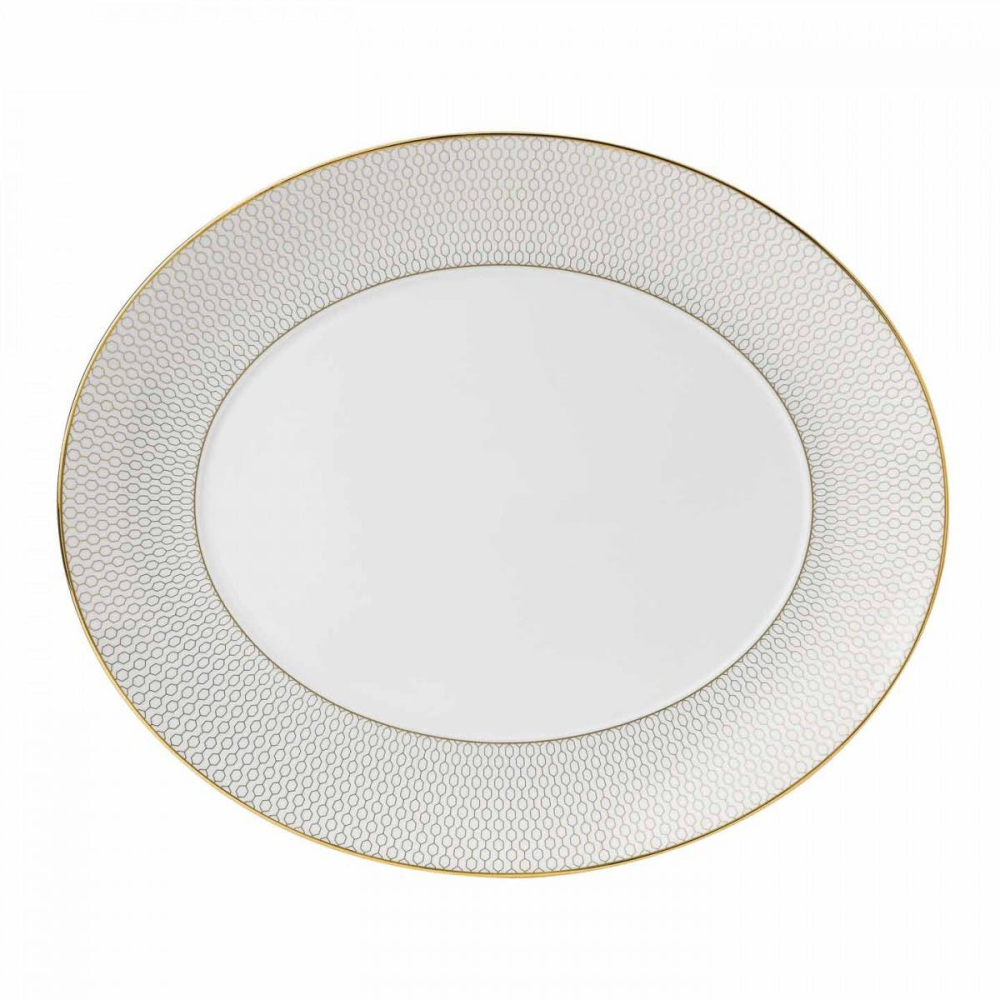 Gio Gold Oval serving platter, 33cm, Gold/White-0