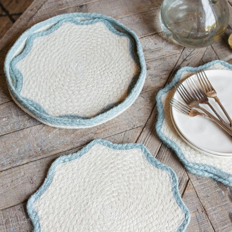 Flora Set of 6 Placemats, D31cm, Blue-2