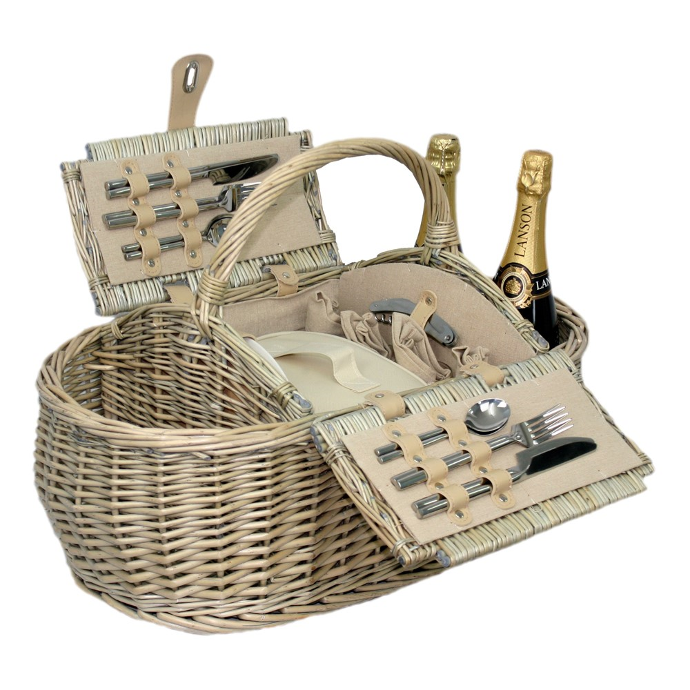 Boat Picnic hamper, H27 x W29 x L59cm, Cream/Beige-0