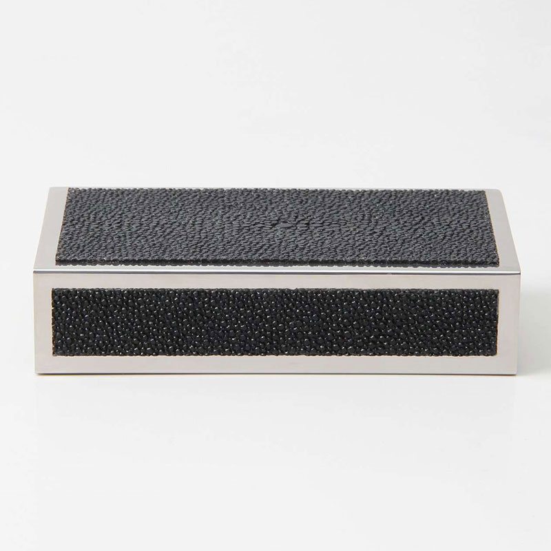 Large Match Box Holder, 13 x 7cm, Caviar Black Shagreen-2