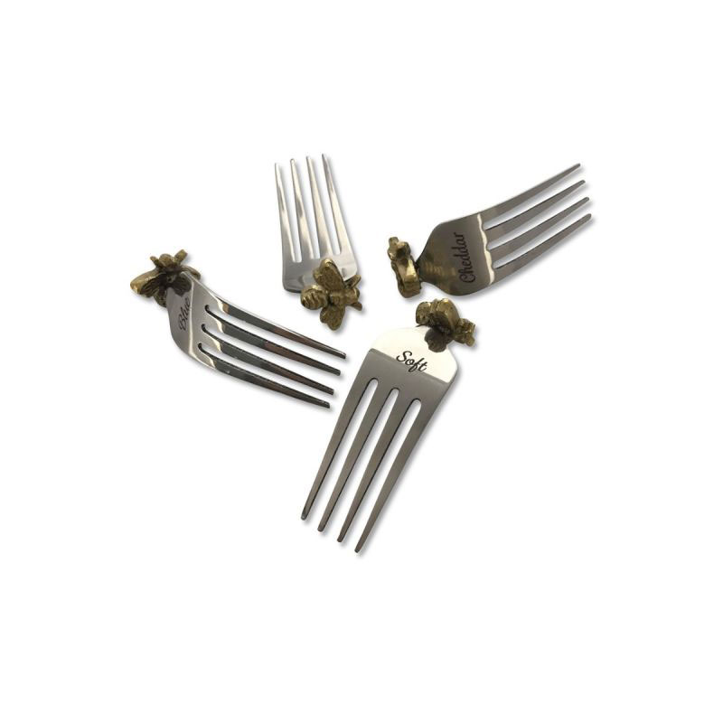 Bee Set of 4 Cheese Markers, L8cm, Silver-2