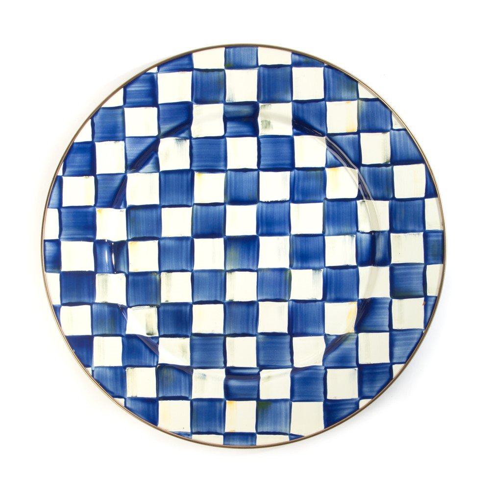 Royal Check Serving platter, 41cm, blue & white-0