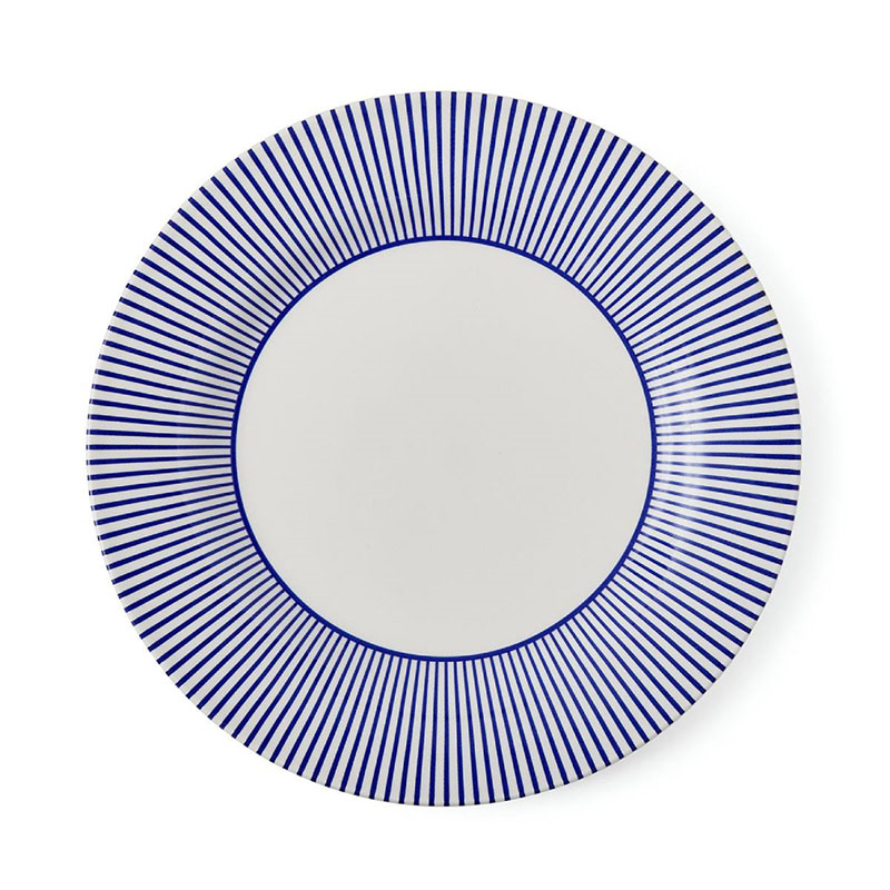 Stecatto Set of 4 Dinner Plates, D28cm, White and Blue-4