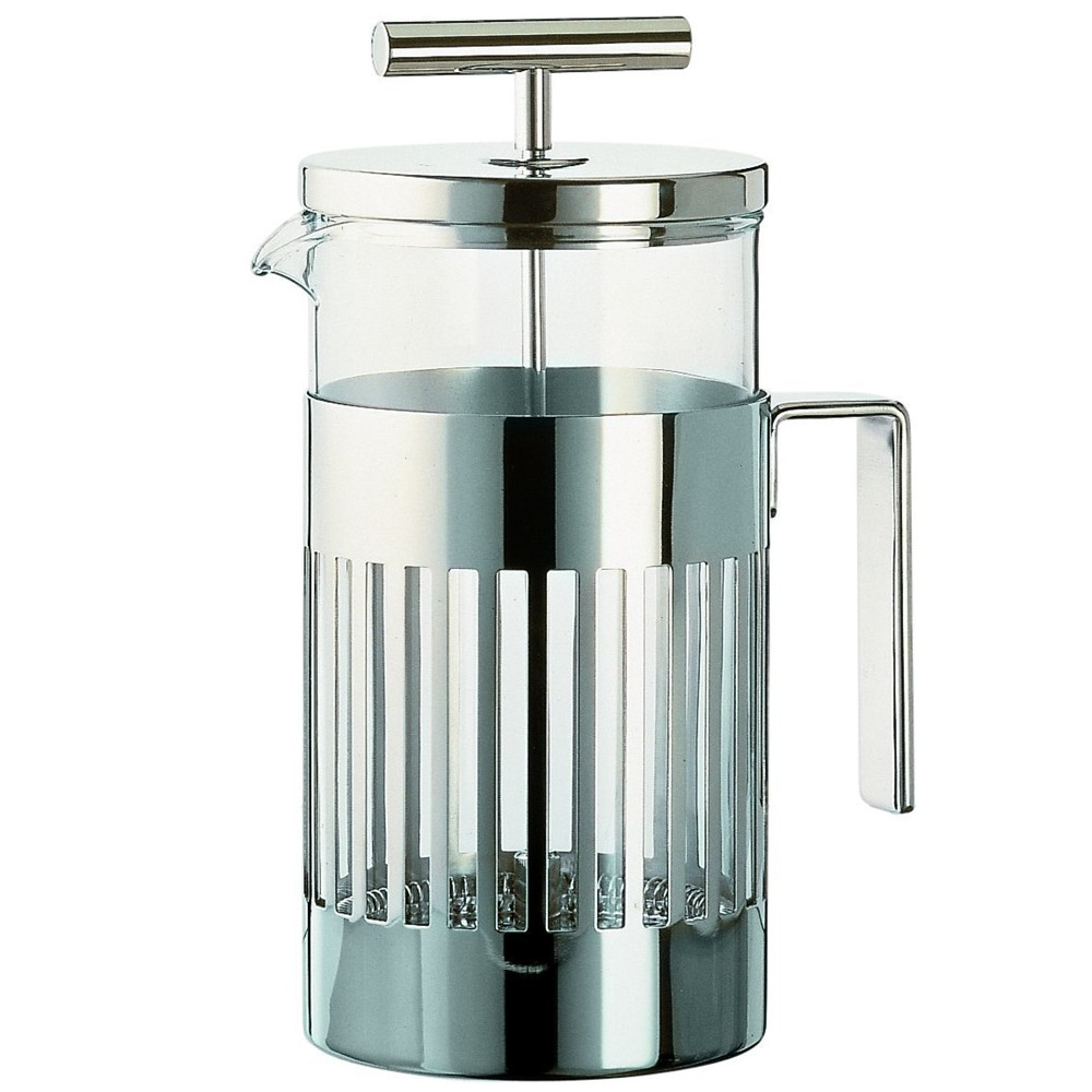 Aldo Rossi Press-filter coffee maker, 3 cup, stainless steel and glass-0