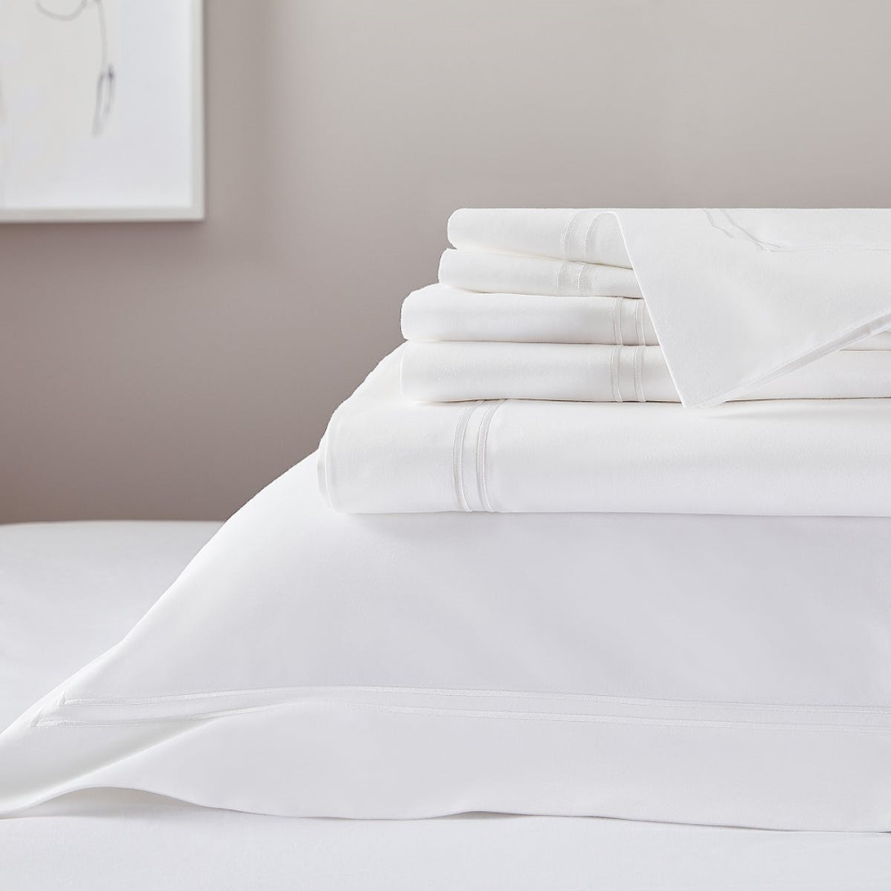 Symons Double Row Cord - 1000 Thread Count Egyptian Cotton Sateen King duvet cover, W225 x L220cm, White-3