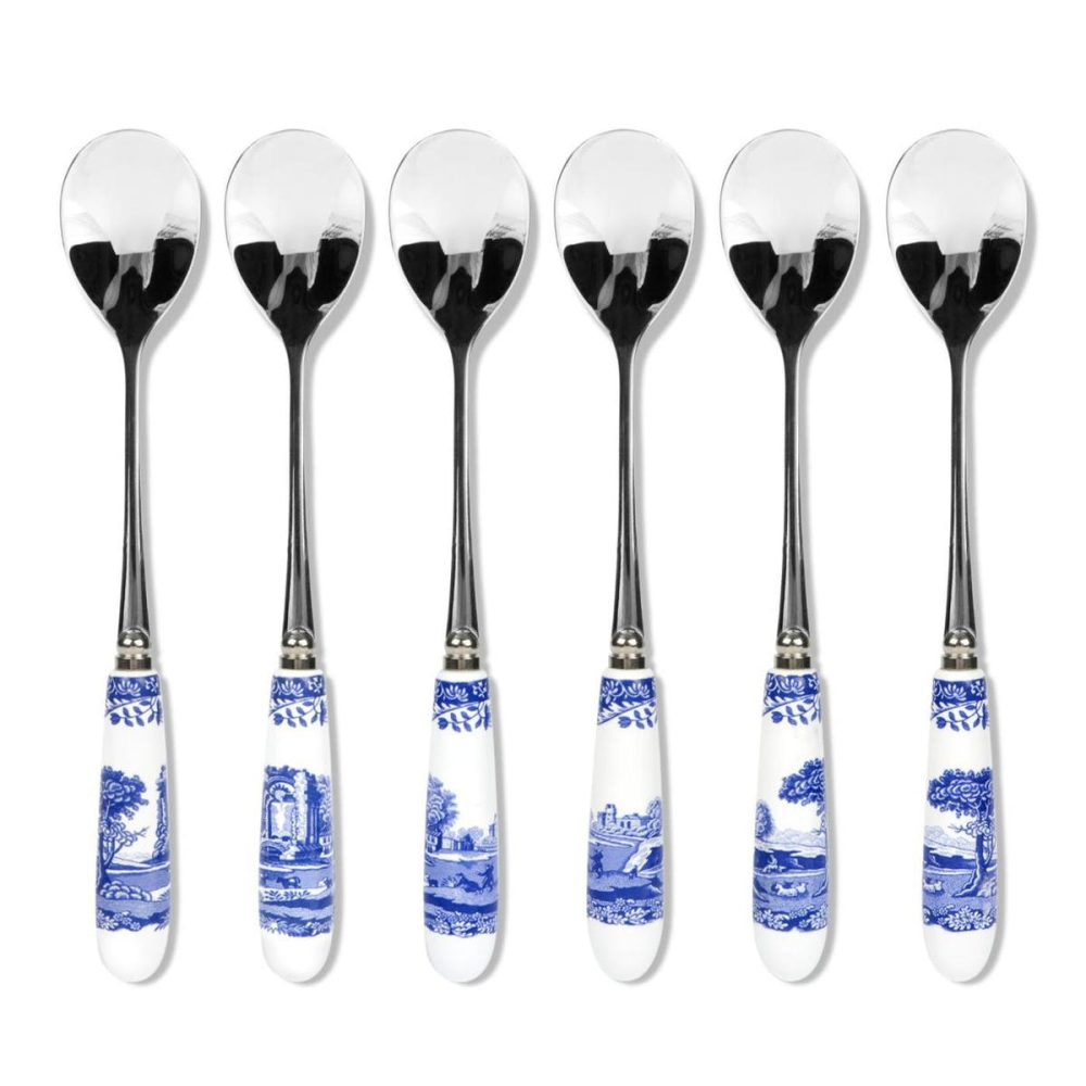 Blue Italian Set of 6 tea spoons, 15cm-0