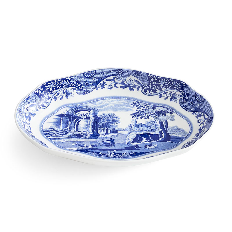 Blue Italian Oval Fluted Dish, L14 x W21.5cm, Blue-1