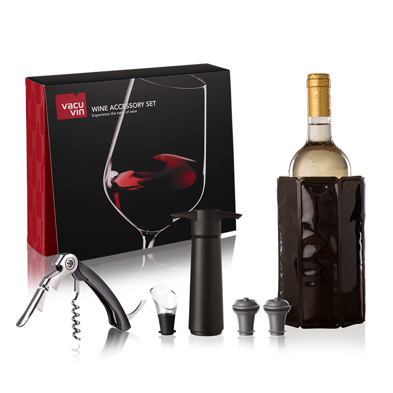 6 Piece Wine Accessory Set, Black-1