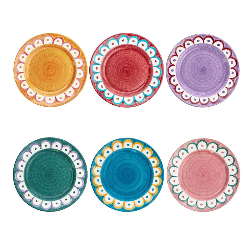 Scallop Set of 6 Dinner Plates, D25.5cm, Mutli-1