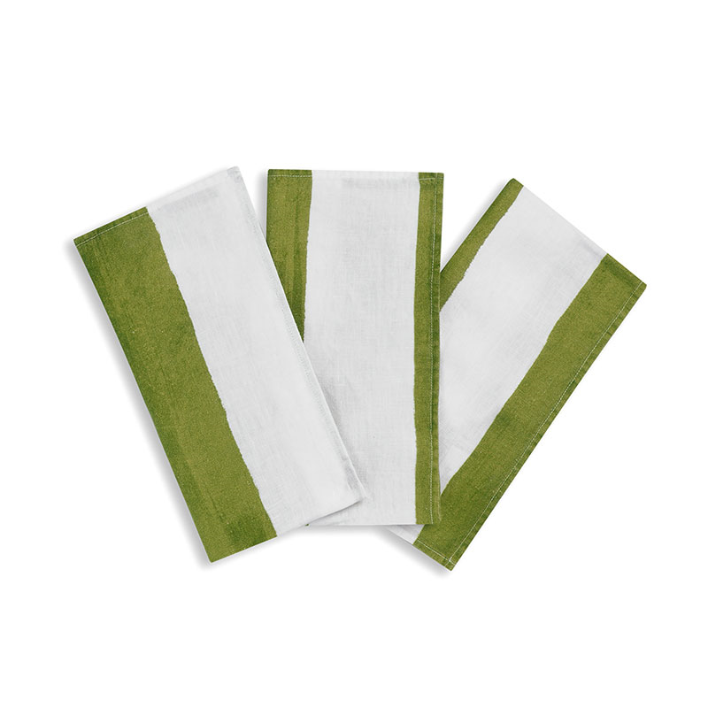 Stripe Linen Napkin, 50cm x 50cm, Avocado Green-3