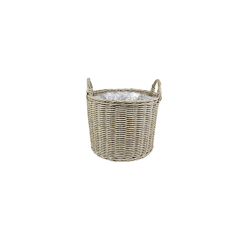 Polyrattan Set of 2 Planters, Natural-1