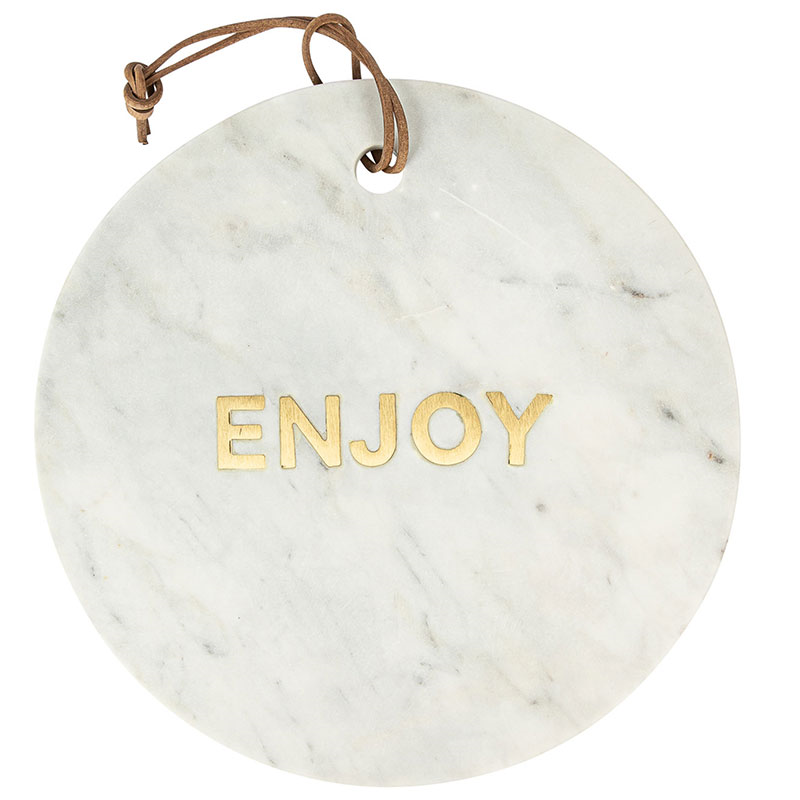 Round marble cheese board, D26 x H2cm, White-2